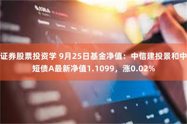 证券股票投资学 9月25日基金净值：中信建投景和中短债A最新净值1.1099，涨0.02%